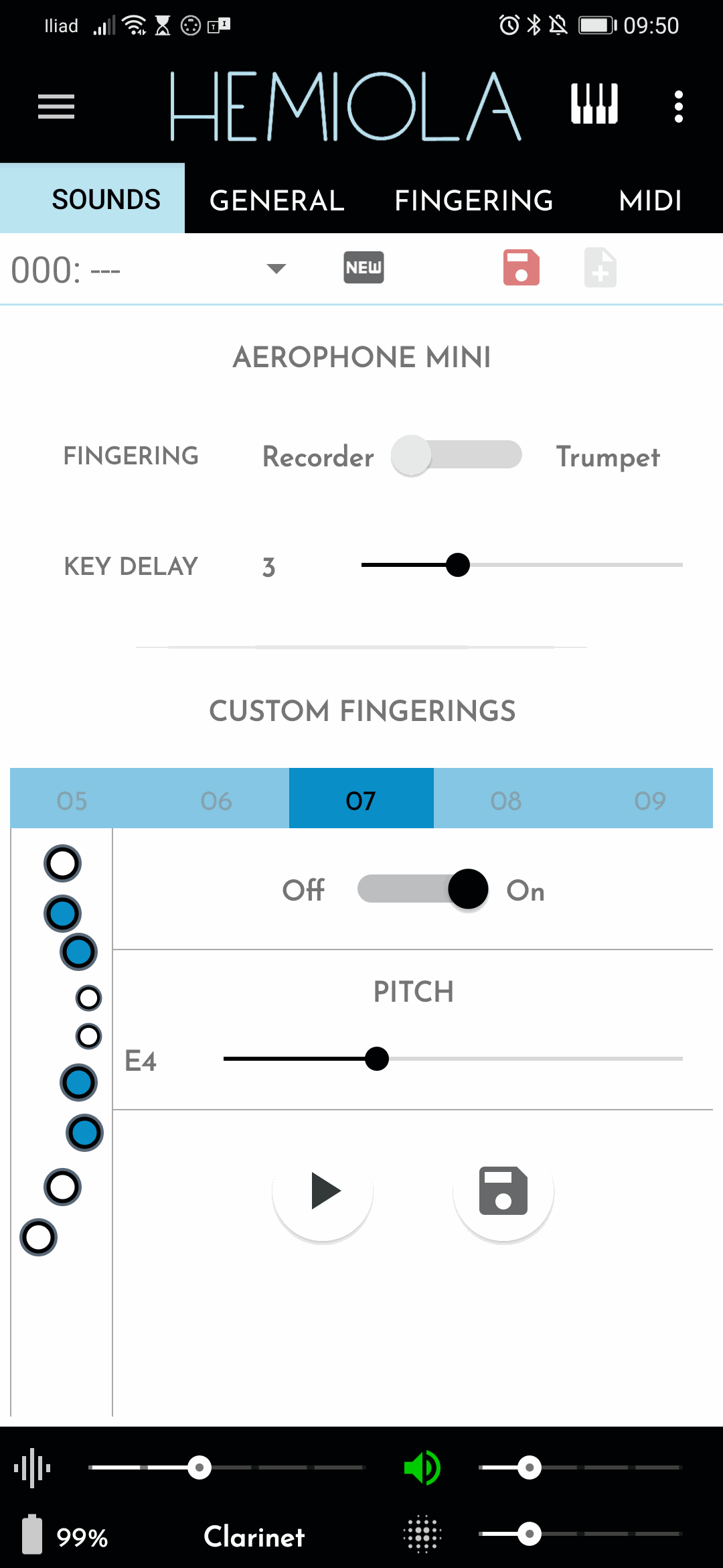 Roland Mini Plus app: Custom Fingering for E - Same Octave