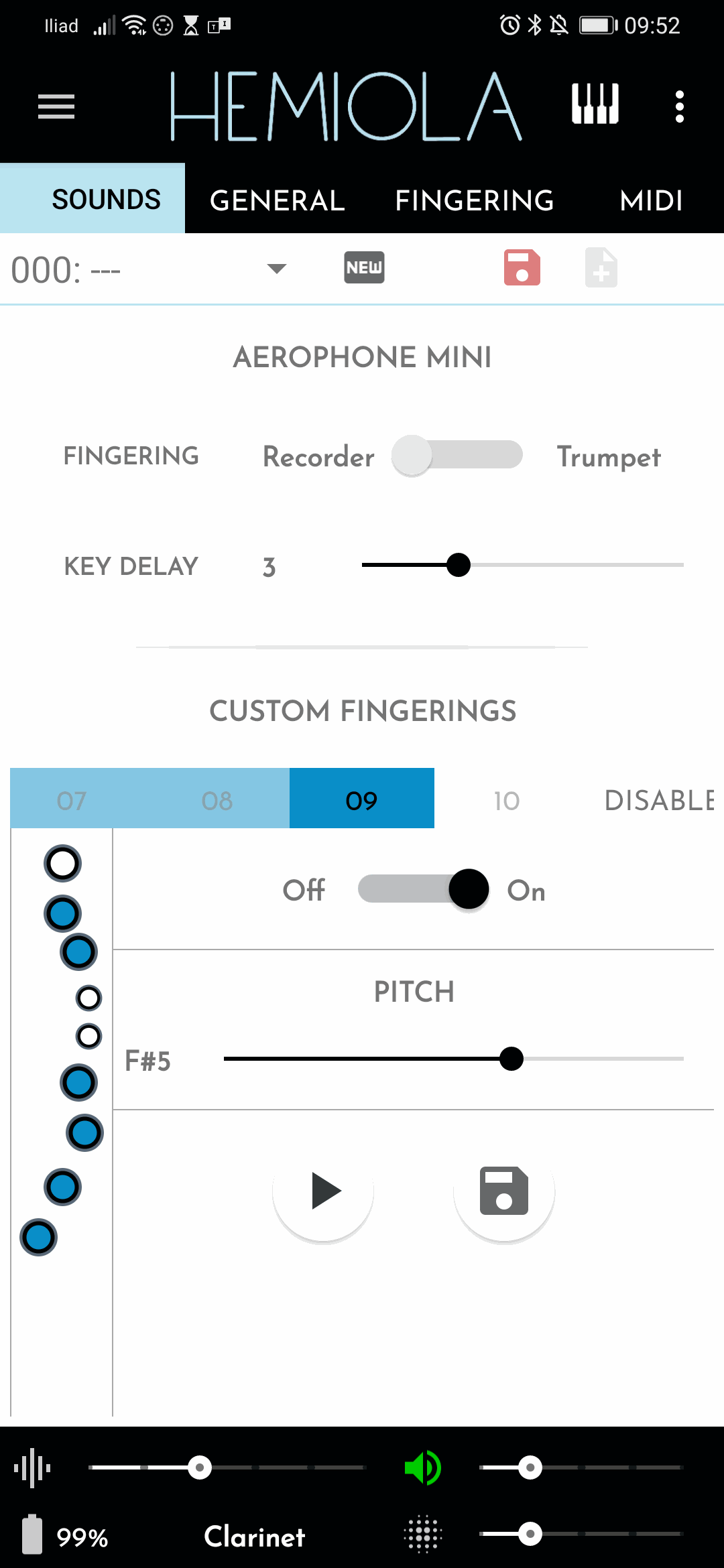 Roland Mini Plus app: Custom Fingering for F# - Same Octave