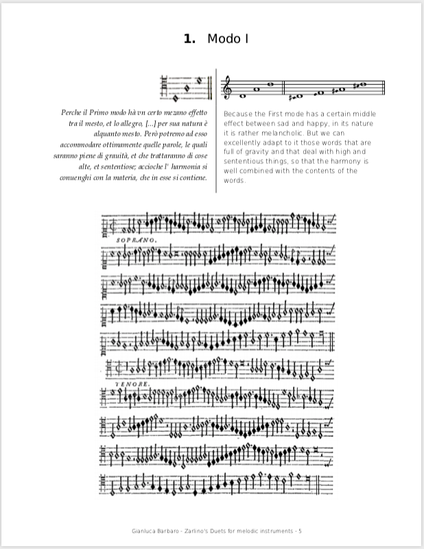 Zarlino’s Duets for melodic instruments